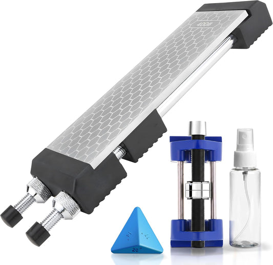 Schaaf Tools Diamond Whetstone Knife Sharpener Complete Kit with Adjustable Base, 2-Sided 400/1000 Grit Diamond Sharpening Stone Set with Chisel Honing Jig & Angle Guide for Knives, Woodworking Tools