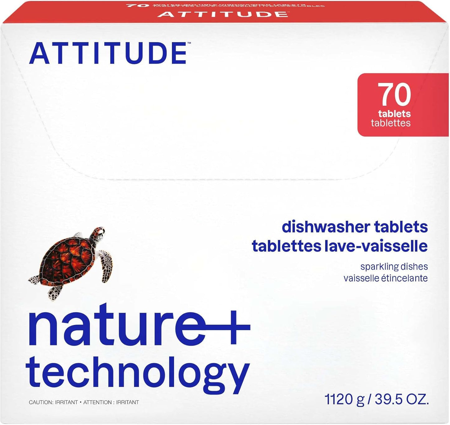 ATTITUDE Dishwasher Pods, Plant-Based & Vegan, Phosphate-Free Detergent Tablets, Naturally Derived, Unscented, 70 Count