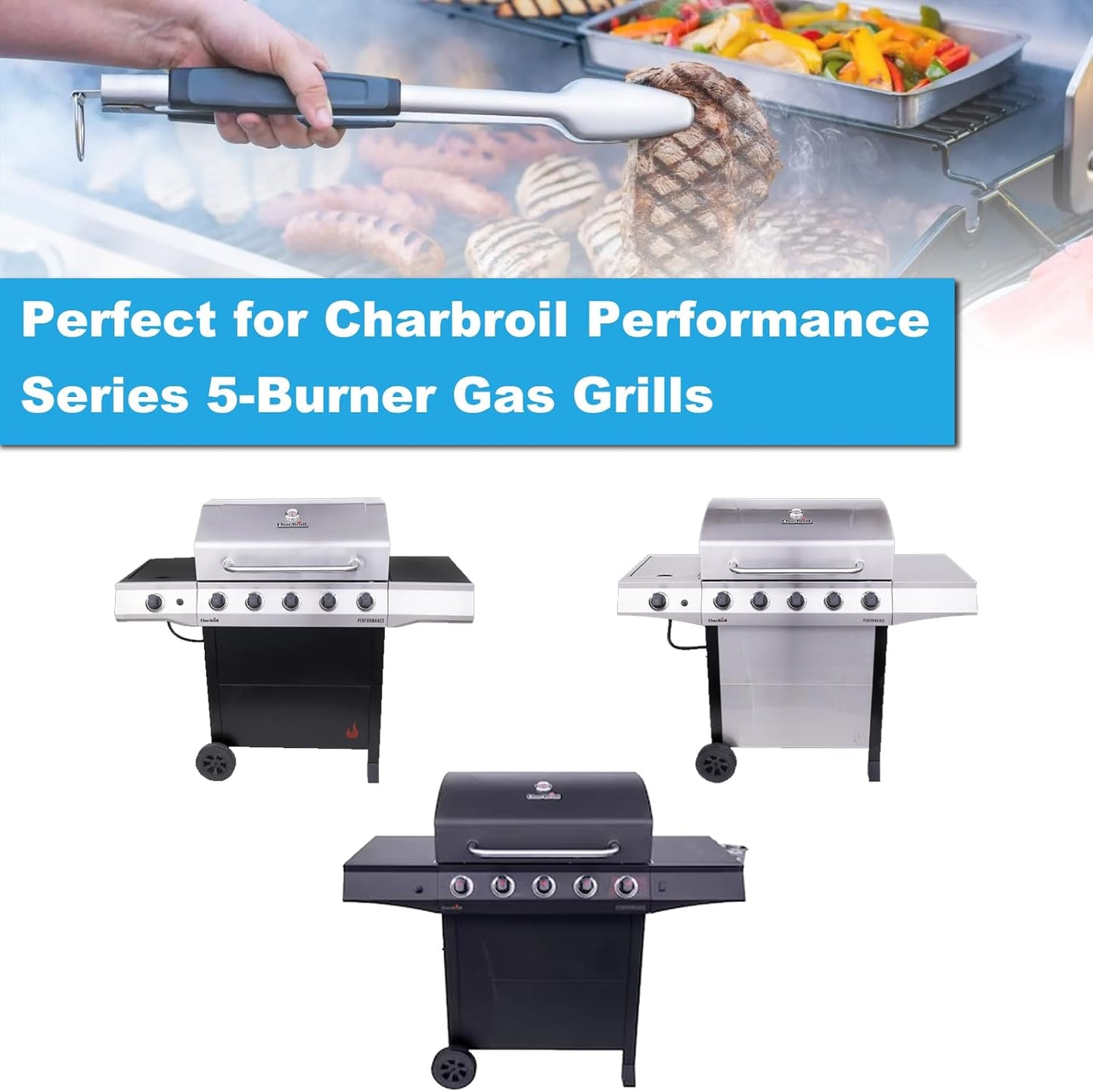 Full Size Griddle for Charbroil Performance 5-Burner, Flat Top Griddle for Charbroil Grill 463448021 463449021 463450022 463451022 463455021 463458021, Replacement Parts for G426-0004-W1 G426-0005-W1