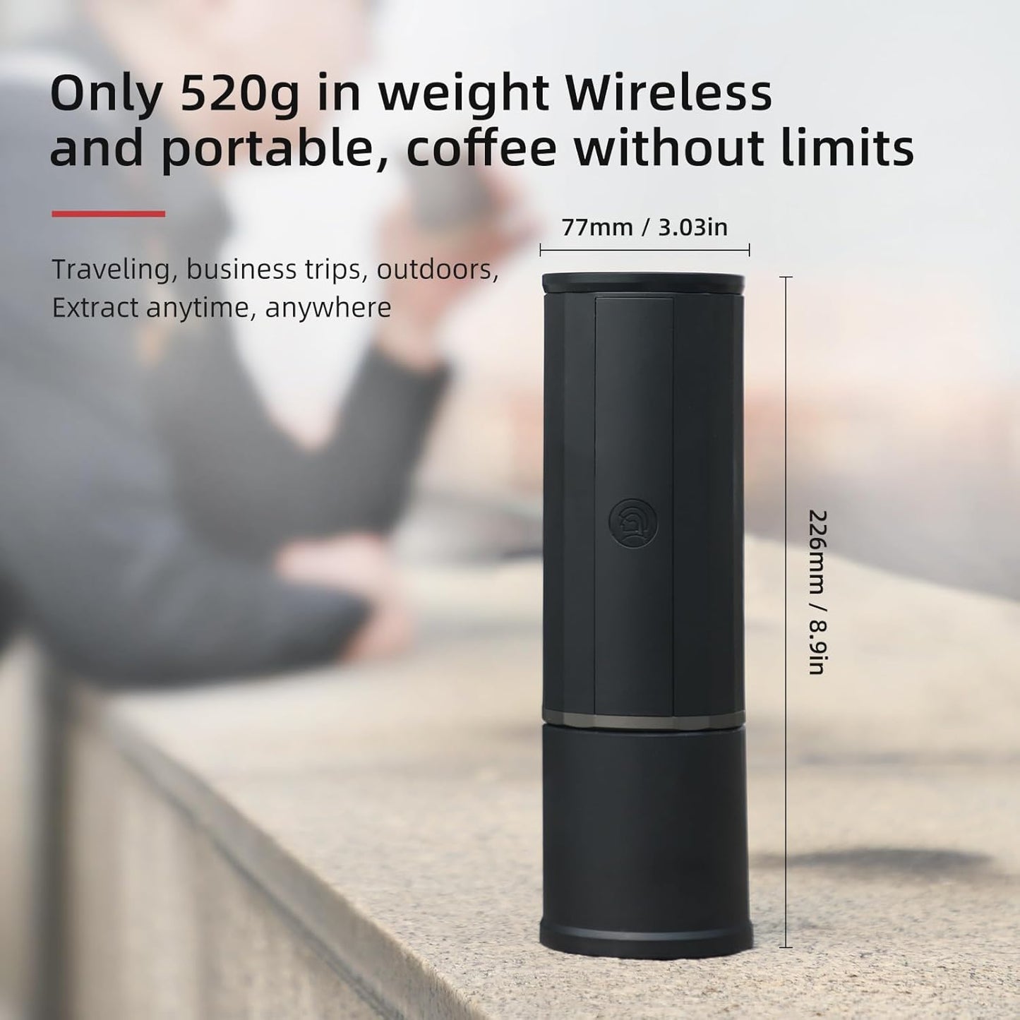 portable coffee maker15 Bar Mini Coffee Maker USB-C & Car Charger, Lightweight Espresso Maker Black