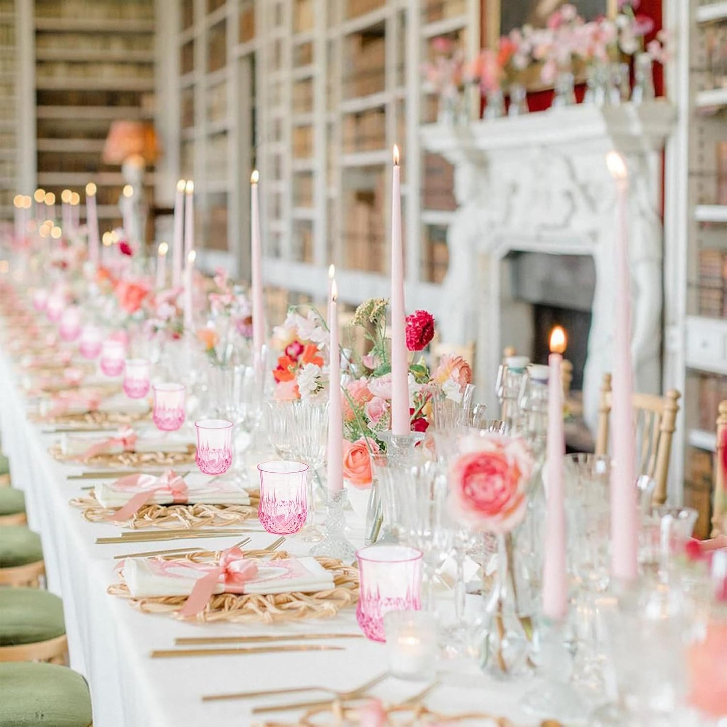 12 PCS Pink Stemless Wine Glasses，Colored Plastic Reusable Cups 9OZ Vintage Drinking Glasses Tumblers for Whisky, Beer, Juice, Beverages, Cocktai