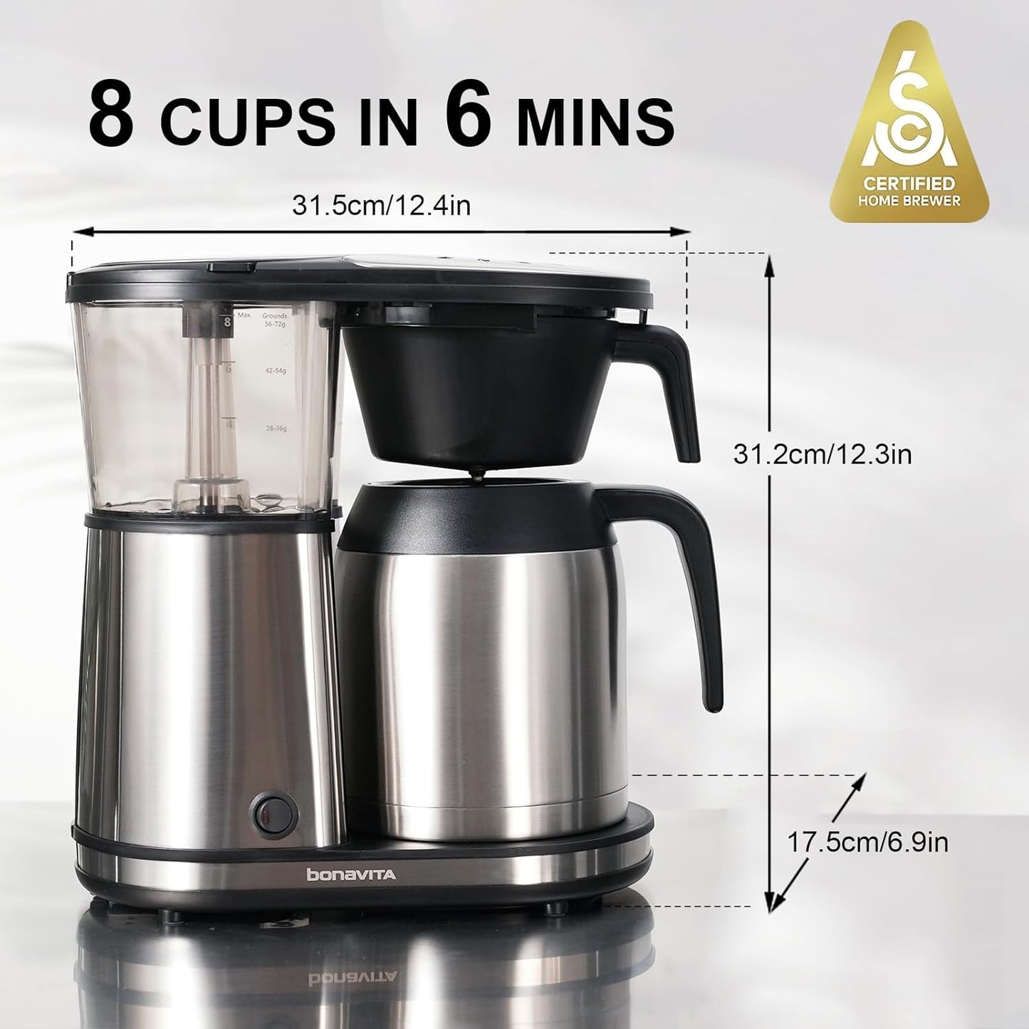 Bonavita 8 Cup Coffee Maker with Thermal Carafe, BV1901TS + Brewista Smart Coffee Scale III for Precision Brewing and Pour-Over Coffee