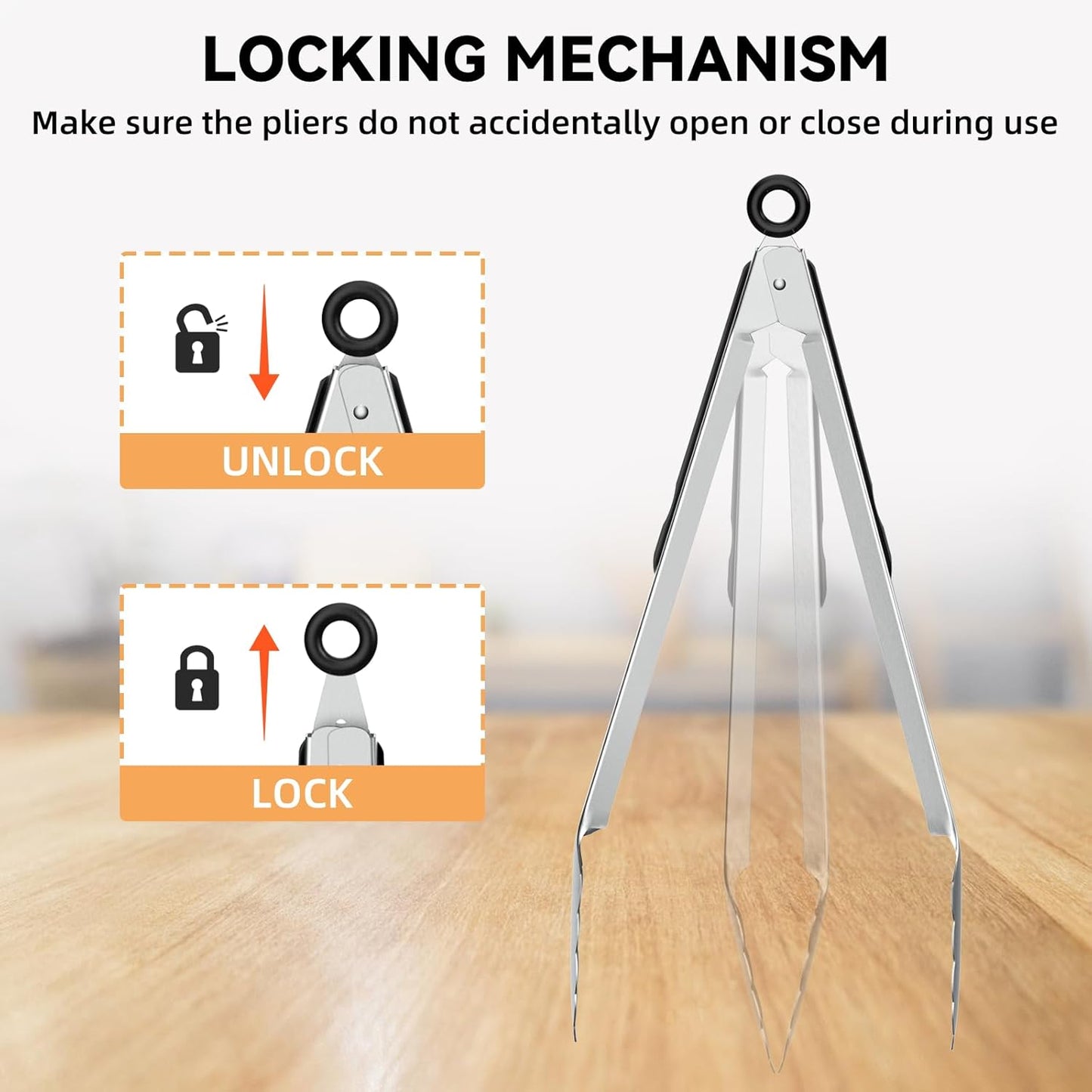 NileHome Tongs for Cooking, Professional Stainless Steel Cooking Tongs – Heat-Resistant for Grilling, BBQ, Serving Salad, Pasta, and Kitchen Use, Dishwasher Safe, Set of 9" 12", Silver