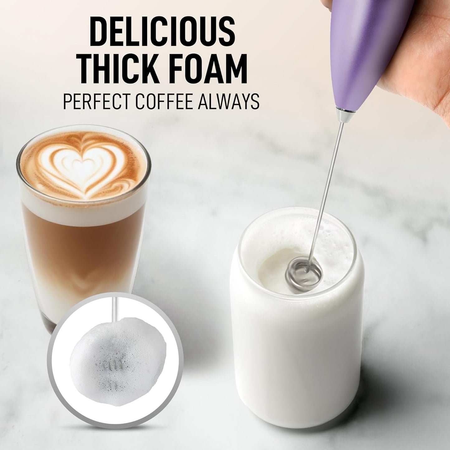 Zulay Kitchen Powerful Double Whisk Milk Frother Handheld - Foam Maker With Stand - Whisk Drink Mixer for Coffee, Mini Foamer for Latte, Matcha, Frappe, Hot Chocolate & Cappuccino (Galaxy)