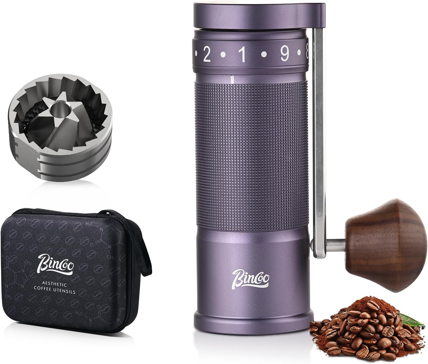 Manual Coffee Grinder with Foldable Handle, Conical Burr Coffee Grinder with 20g Capacity, Adjustable External Grind Setting for Travel,Camping,Home