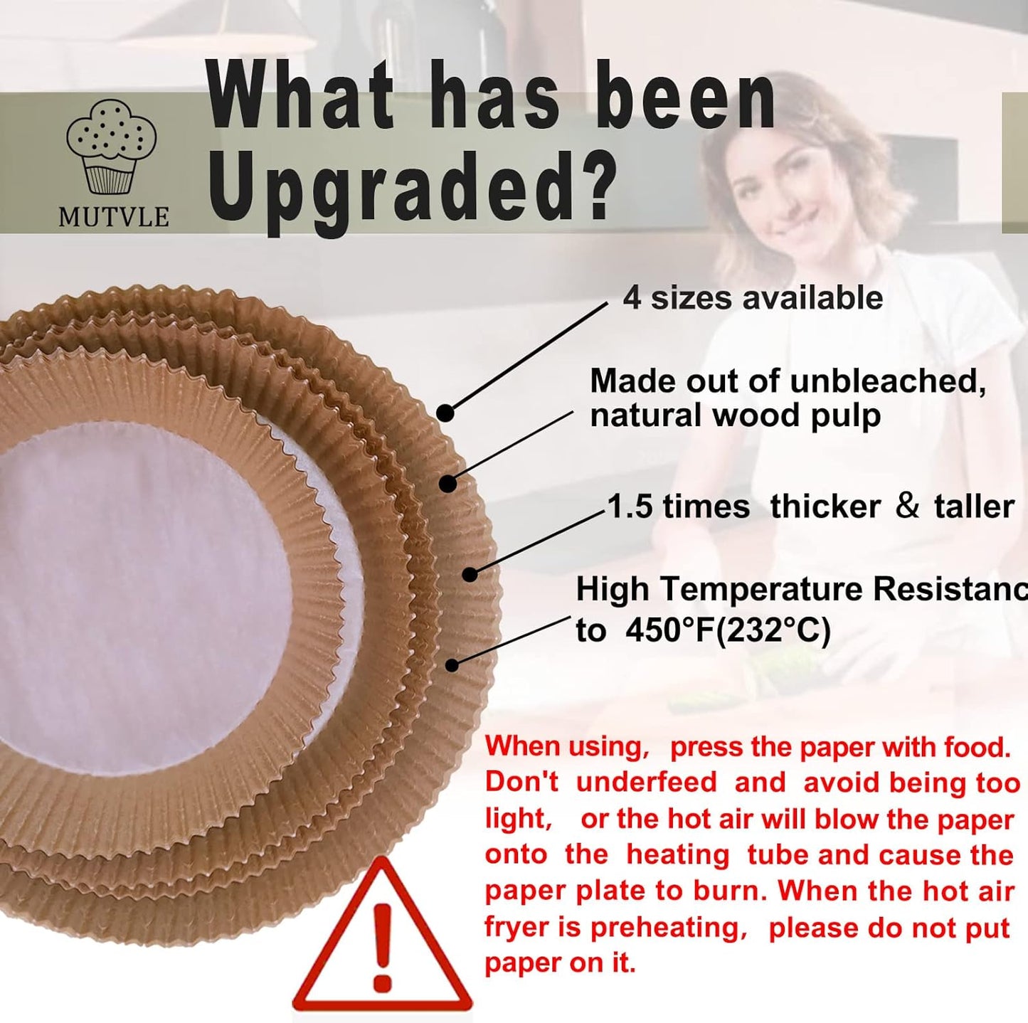 10 Inch Air Fryer Disposable Paper Liner Round, [ XXL Size] 100Pcs Parchment Paper Liners for 7QT Air Fryer, Non-stick, Food Grade Baking