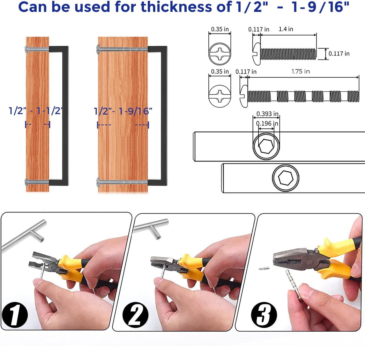 Ravinte 10 Pack Solid 7-1/2 Inch Center to Center Slim Square Bar Drawer Handles - Kitchen Cabinet Hardware Pulls - Matte Black