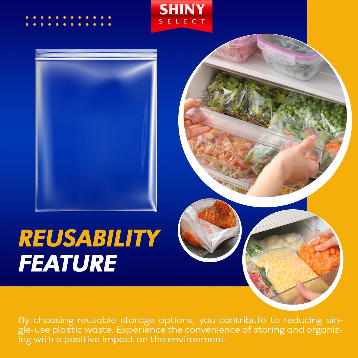 [ Pack of 25 ] Big Resealable 3.5 Gallon Large Freezer Bags for Moving, Packaging, Storage, Meal Prep, Food Storage, Brining, Closet Organization