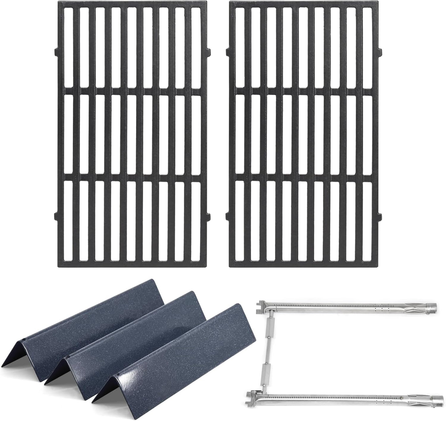 Criditpid Grill Replacement Parts for Weber Spirit I/II 200 with Front Control, 7635 Flavorizer Bars, 69785 Grill Burner Tubes & 7637 Grid Grates Kit for Weber Spirit E210, E220, S210, S220 Grills.