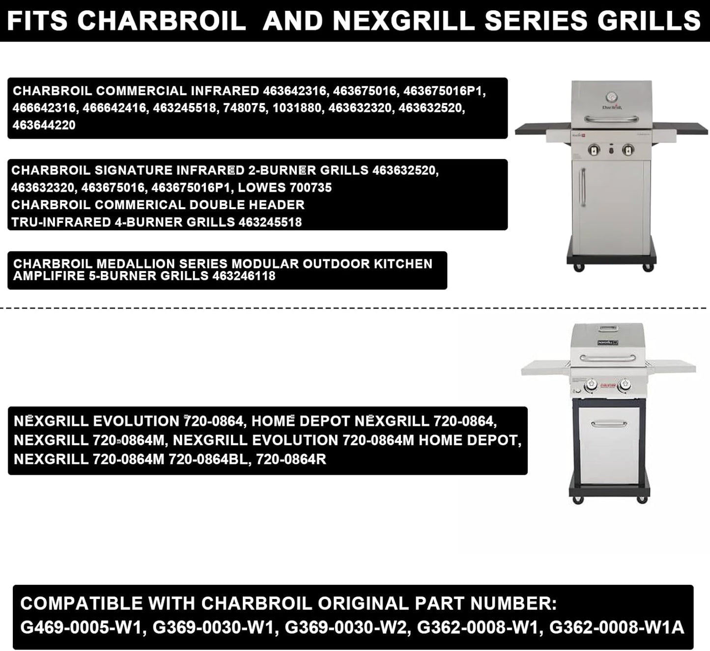 G369-0030-W2 Grill Grates 17 x 8 3/4'' for Charbroil TRU-Infrared 2 Burner Replacement Parts 463675016P1 463644220 463632320 463644220 463675016 463642316 463630021 463660421 463655621 G362-0008-W1