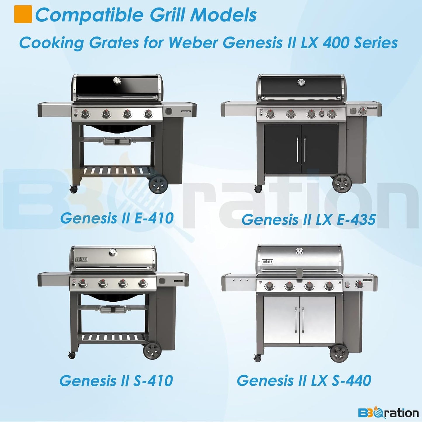 66089 18.75" Grill Grates for Weber GS4 Genesis II 400 & Genesis II LX 400 Series (2017 and Newer), Weber Genesis 2 Grill Parts for Genesis II E-410 Grill Grates Parts for Weber 66097