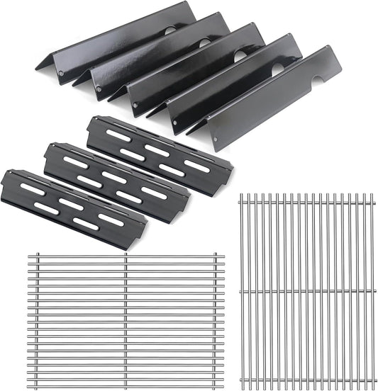 Kalomo Grill Grates Flavorizer Bars Parts for Weber Genesis II E-310, S-310, E-315, E-330, E-335, S-335, LX S-340, E-340, 66802, 66795 18”Porcelain Steel Grids BBQ Gas Grill Replacement Parts