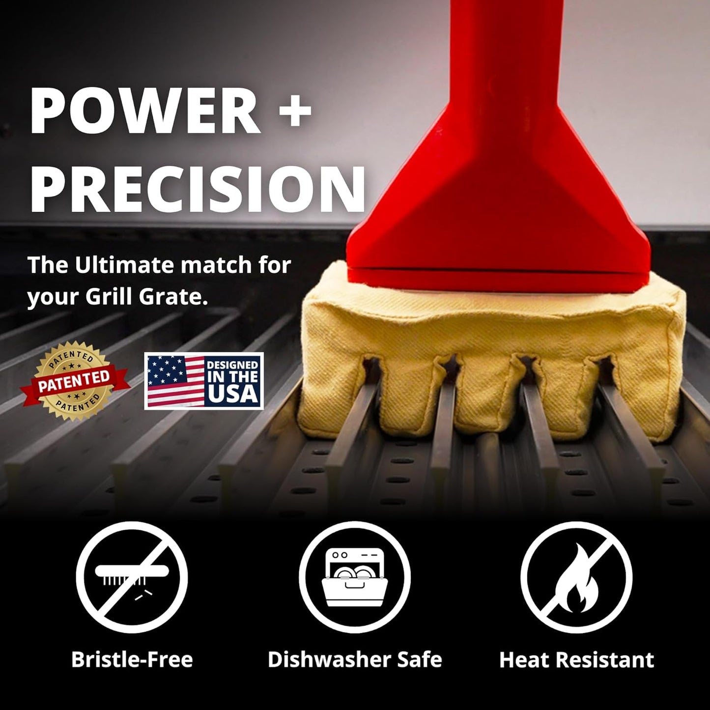 Grill Rescue BBQ Replaceable Scraper Cleaning Head, Bristle Free - Durable and Unique Scraper Tools for Cast Iron or Stainless-Steel Grates, Barbecue Cleaner (Grill Grate Brush with Scraper)