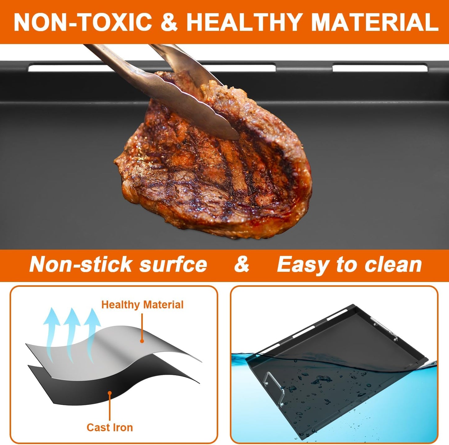 DELSbbq 6787 Full-Size Grill Griddle Insert for Weber Spirit 300 Series Gas Grills, Non-Stick Flat Top Griddle Replacement for Weber Spirit I & II 300 Series E-310 E-320 S-310 S-320 Series