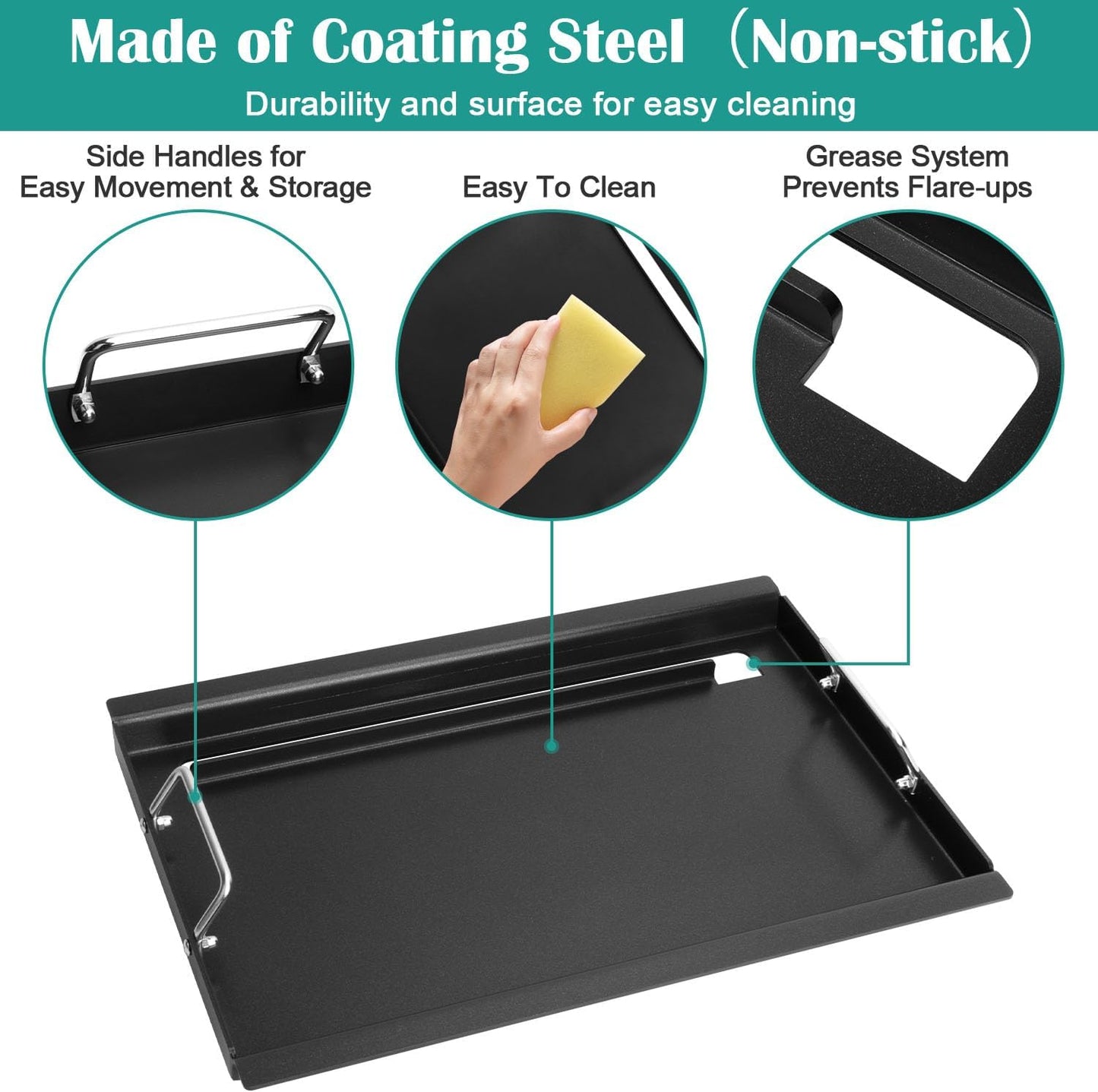 Full Size Griddle Inserts for Char-Broil Performance Convective 3 Burner Series, Flat Top Griddle for 463228622 463732823 463732623 463732923 Grill, Replace for G426-0005-W1