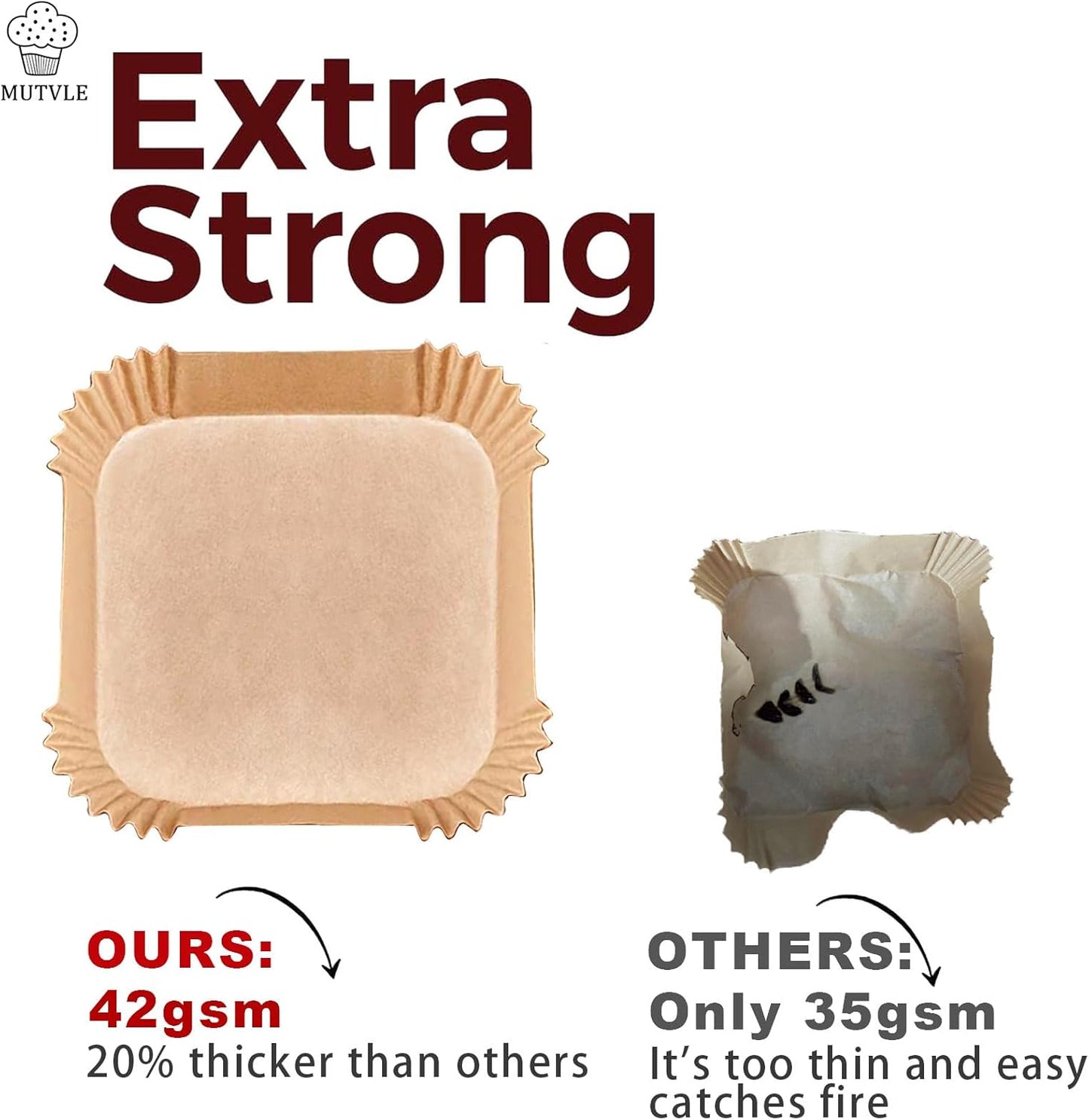 10 Inch Largest Square Air Fryer Disposable Paper Liner, XXL 100Pcs Air Fryer Parchment Liners for 8QT or Bigger Air Fryer, Non-stick, Food Grade Baking Paper for Frying, Roasting and Microwave