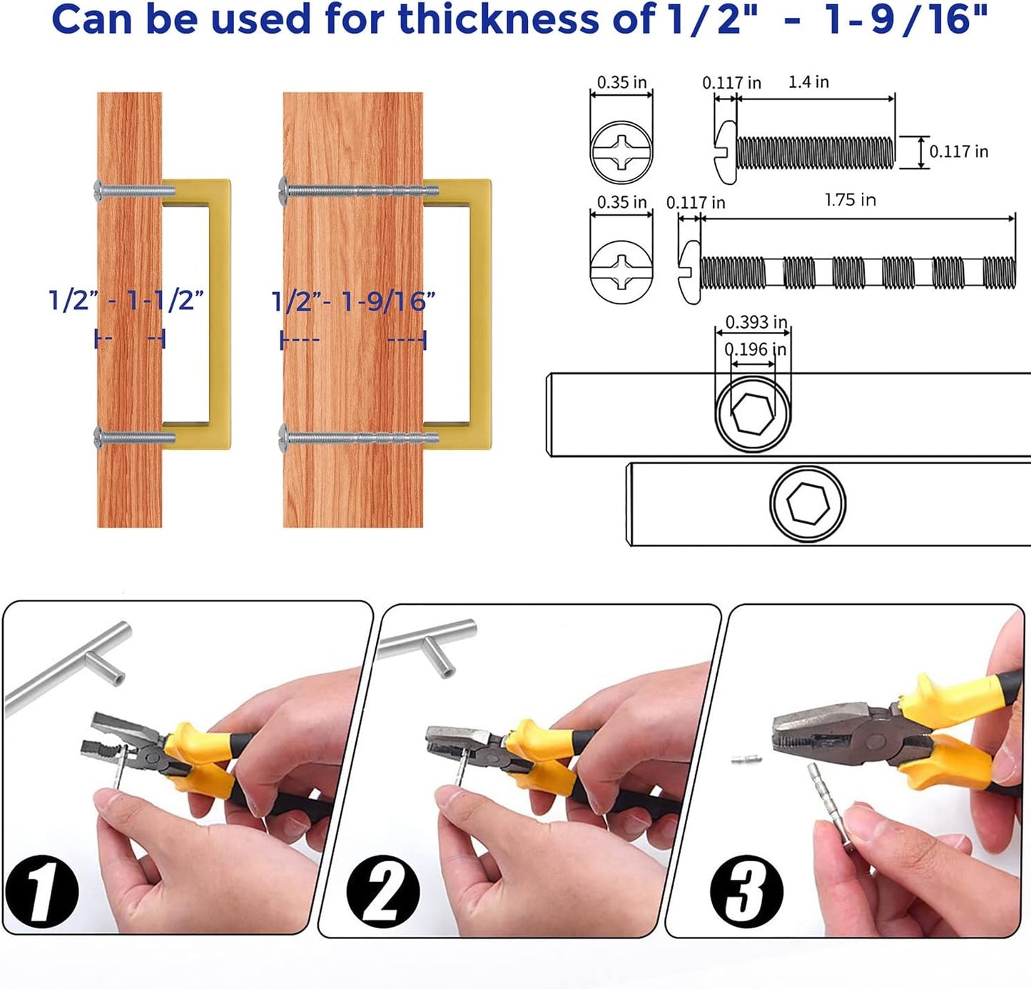 Ravinte 15 Pack Solid 3-1/2 Inch Center to Center Slim Square Bar Drawer Handles - Cabinet Hardware in Matte Black - Kitchen Handles and Pulls