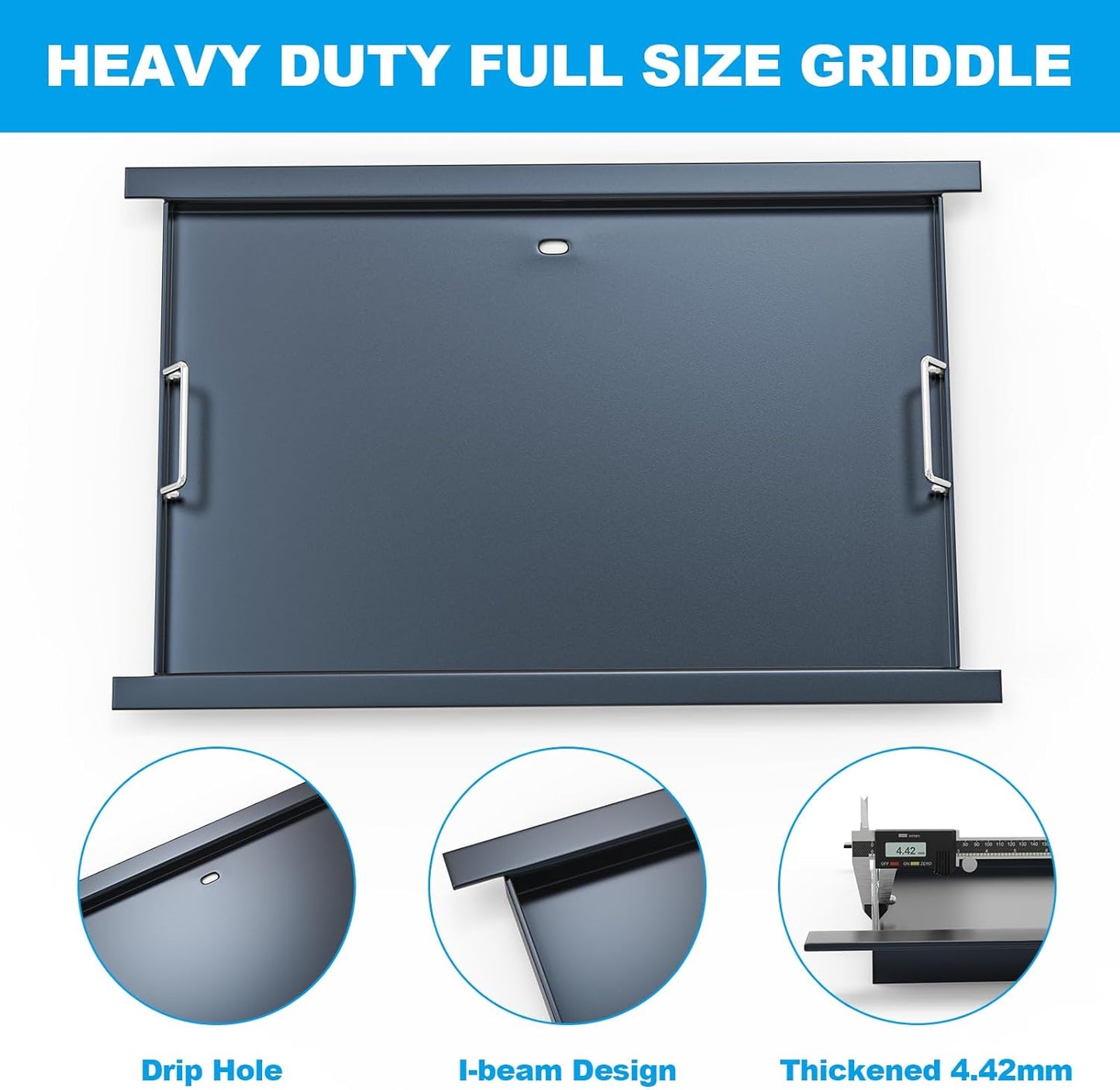 16517 Full-Size Griddle Insert for Bull 30" 4 Burner Grill Angus 47628 47629 Outlaw 26038 26039,Bull Premium Grill 18248 18249,Non-stick Carbon Steel Flat Top Cooking Plate Replacement for Bull 65073