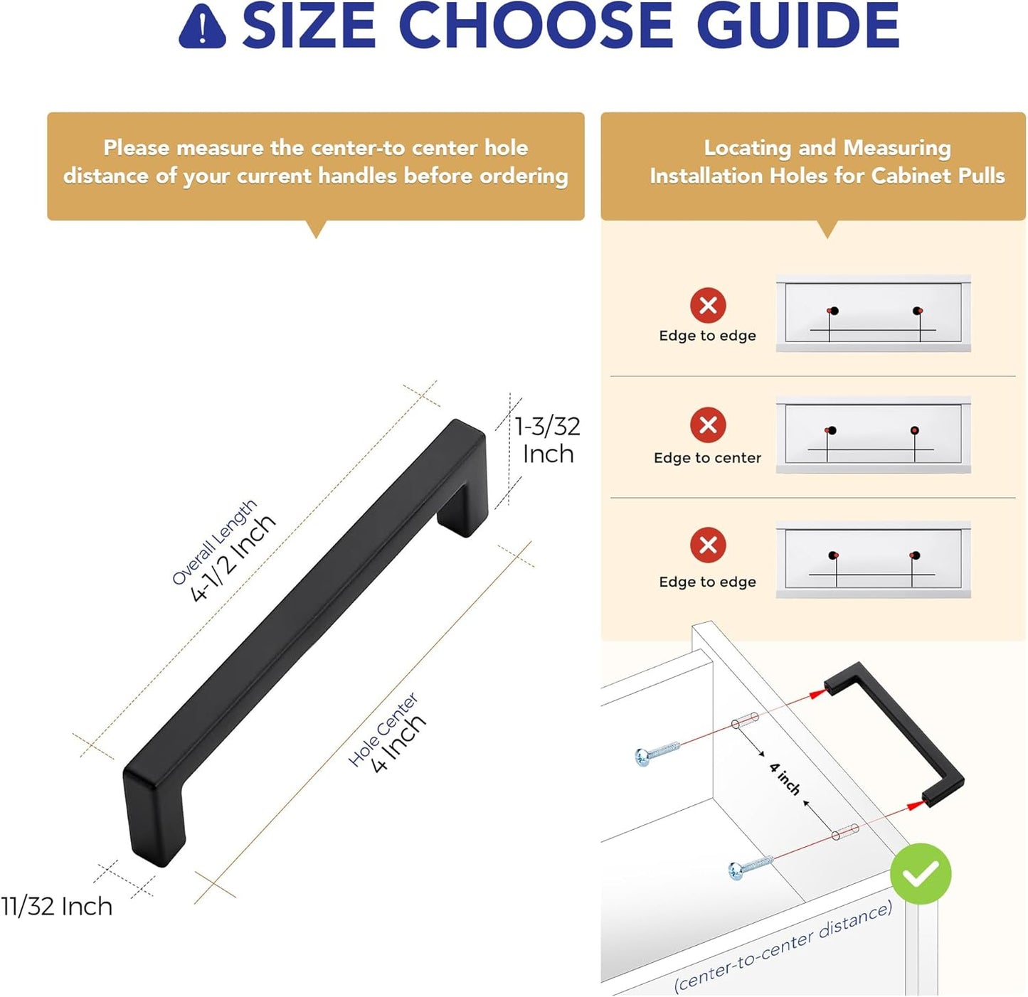 Ravinte 20 Pack Solid 4 Inch Center to Center Slim Square Bar Drawer Handles - Black Drawer Pulls Matte Black Cabinet Pulls for Kitchen Cabinet Hardware