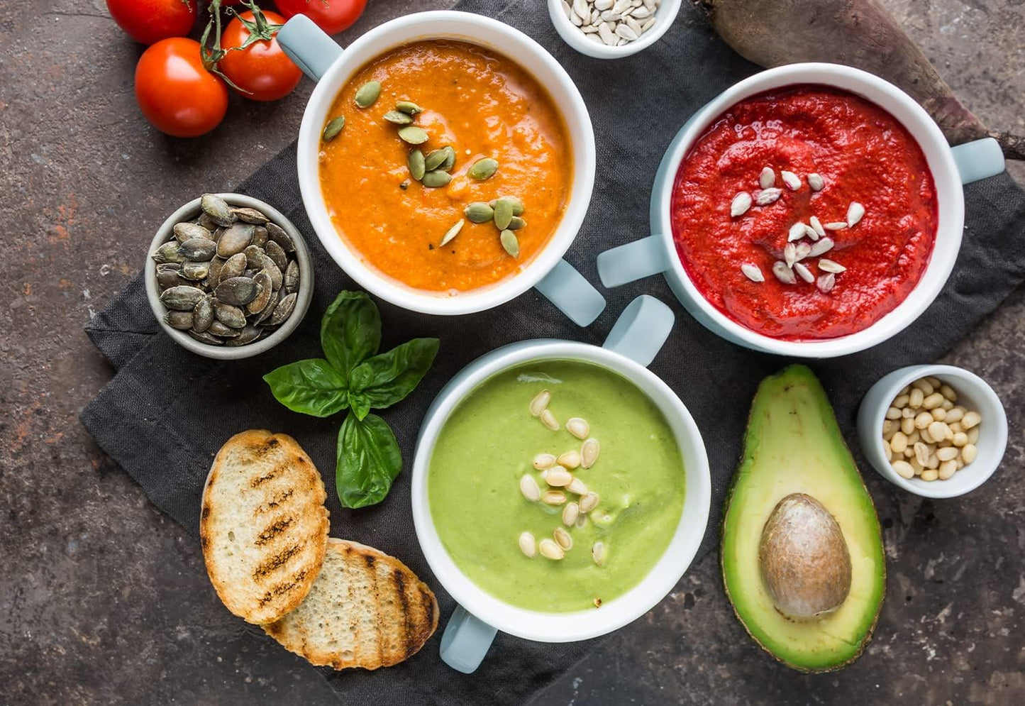 KooK Soup Crocks, Ceramic Bowls, Broil, Oven, Microwave and Dishwasher Safe, with Handles, For Casserole, Pasta, Cereal, 18 oz, Set of 4 (Pale Blue)