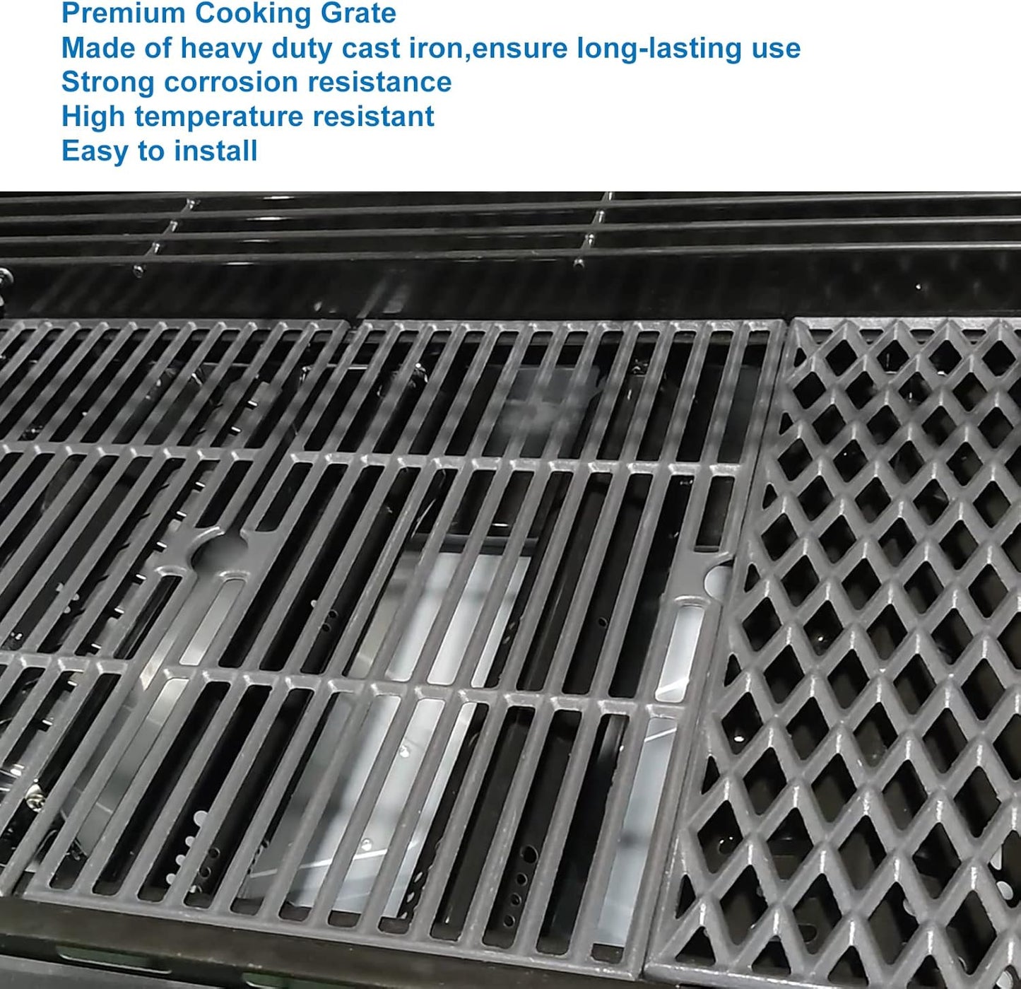 Uniflasy Cast Iron Cooking Grates for Dynaglo 4 Burner DGH450CRP DGH450CRP-D DGF493BNP, 5 Burner DGH474CRP DGH485CRP, Dyna-glo Grill Grate Replacement Part, 70-01-911 70-02-614 Grill Grate
