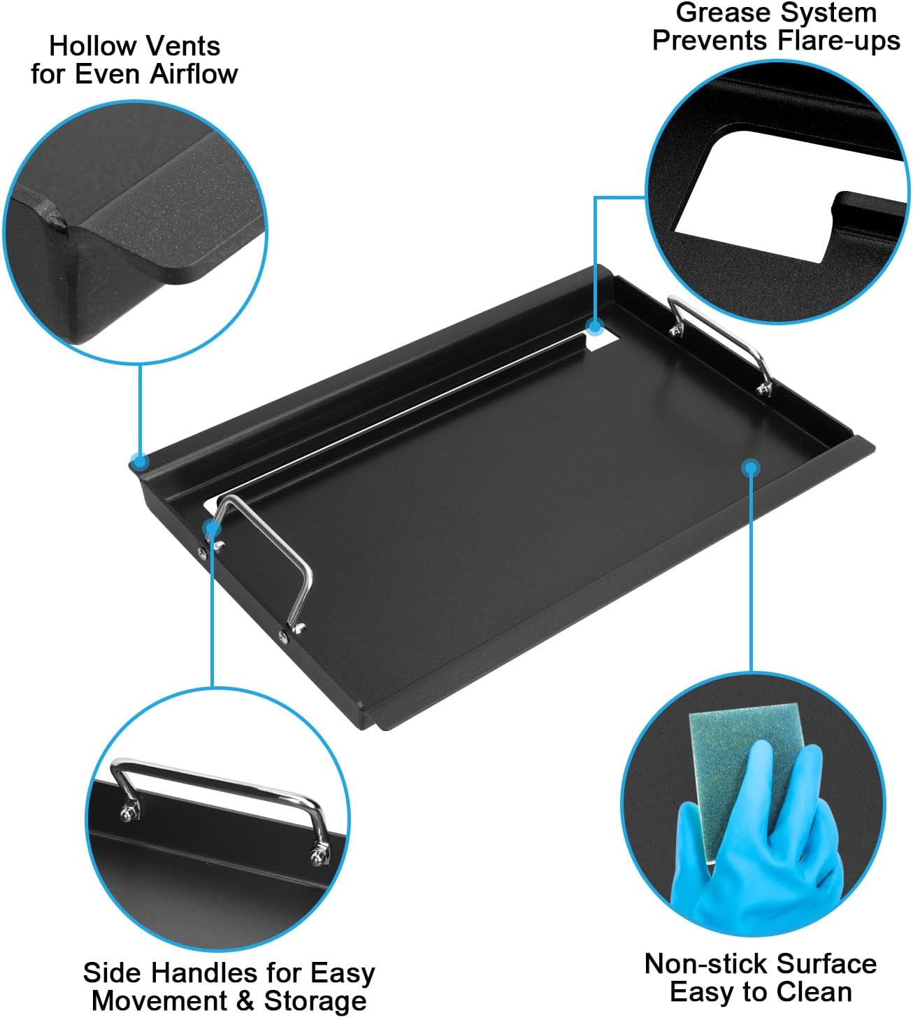 Full Size Griddle for Charbroil Performance 4 Burner, Flat Top Griddle for Charbroil Grill 463347017 463377017 463376018P2 463376117 463377117, Replacement Parts for G470-0002-W2 G470-0003-W1
