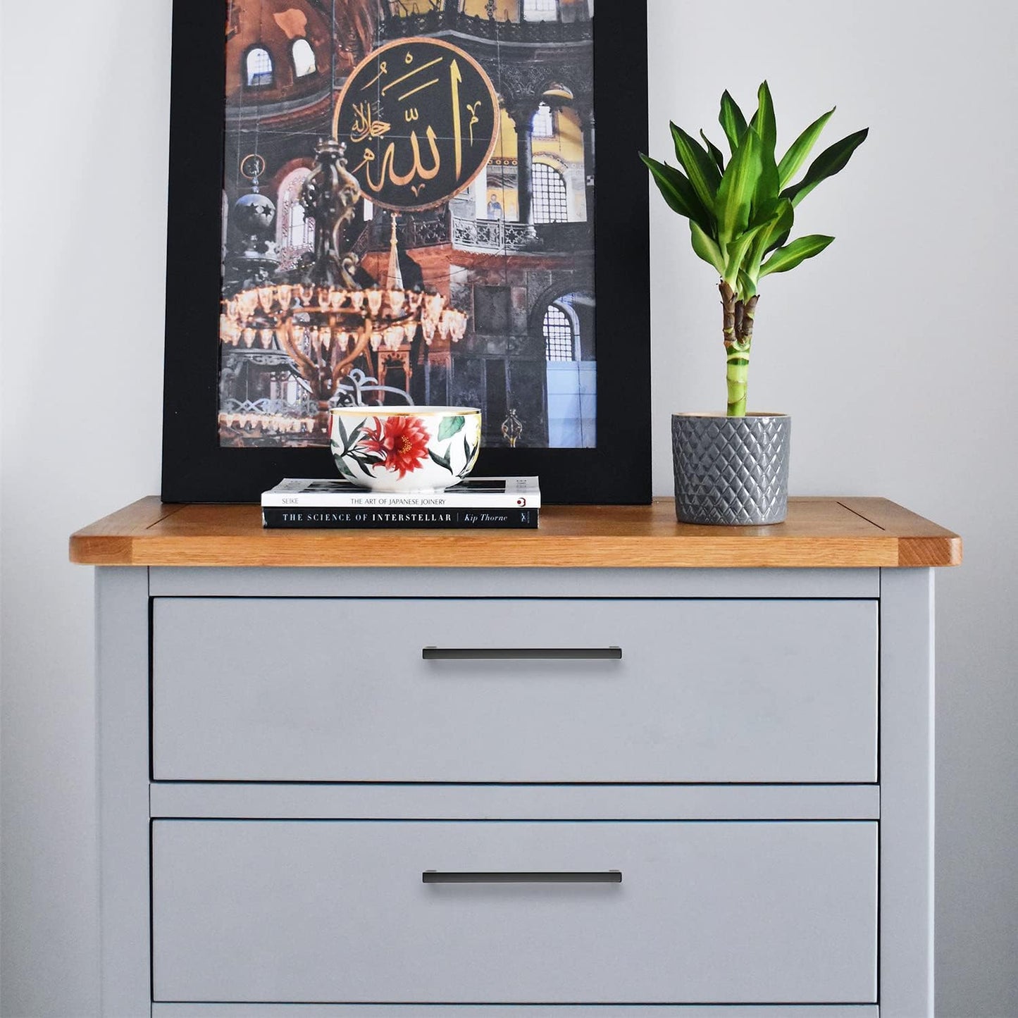 Ravinte 5 Pack Solid 6-1/4 Inch Center to Center Slim Square Bar Drawer Handles Kitchen Cabinet Hardware Matte Black Pulls