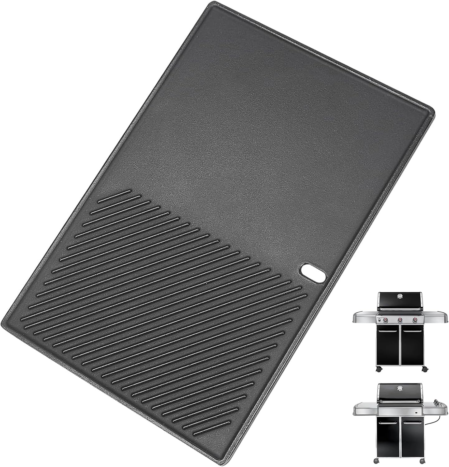 7566 Cast Iron Griddle for Weber Genesis 300 Series Grills – Compatible with Genesis E310, E320, E330, Cast Iron Reversible Griddle Plate Replacement for Weber 7524, 1 Pack