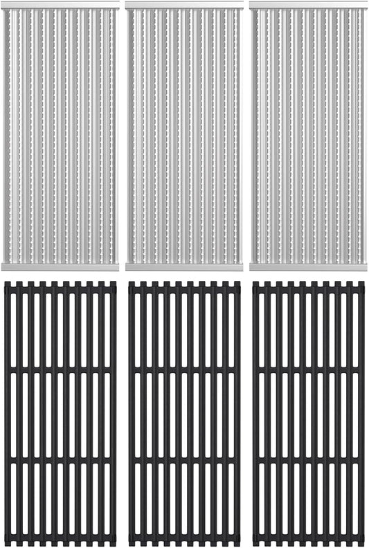 Cooking Grid Grates and Emitter Plates Replacement Parts for Charbroil TRU-Infrared Grills 3 4 Burner 463241314 433243911 463210011 463210312 G515-4700-W1, G515-4800-W1,Cast Iron