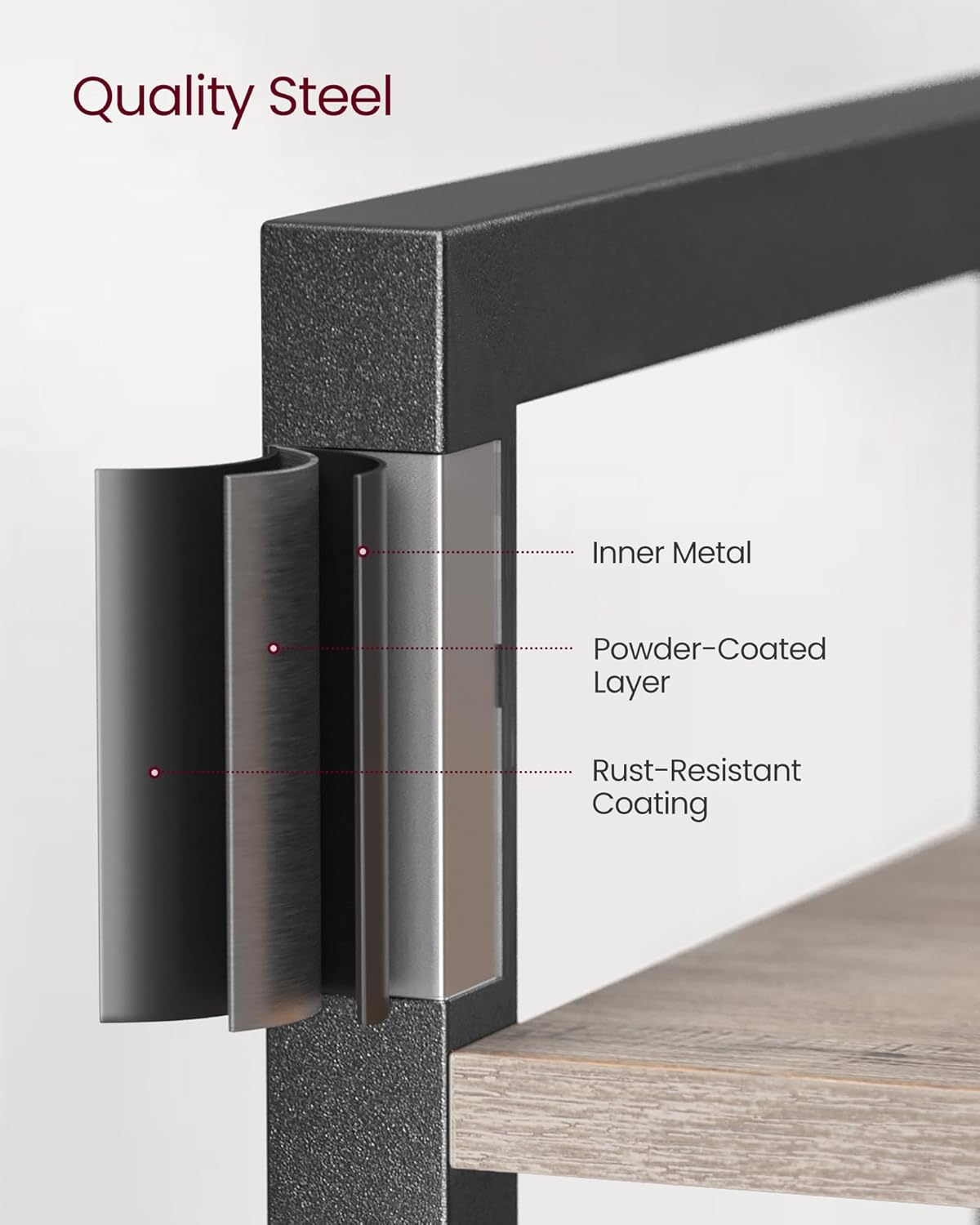 VASAGLE 6-Tier Bookshelf, Bookcase with Steel Frame, Book Shelf for Living Room, Home Office, Study, 11.8 x 15.7 x 73.2 Inches, Industrial Style, Heather Greige and Ink Black ULLS101B02