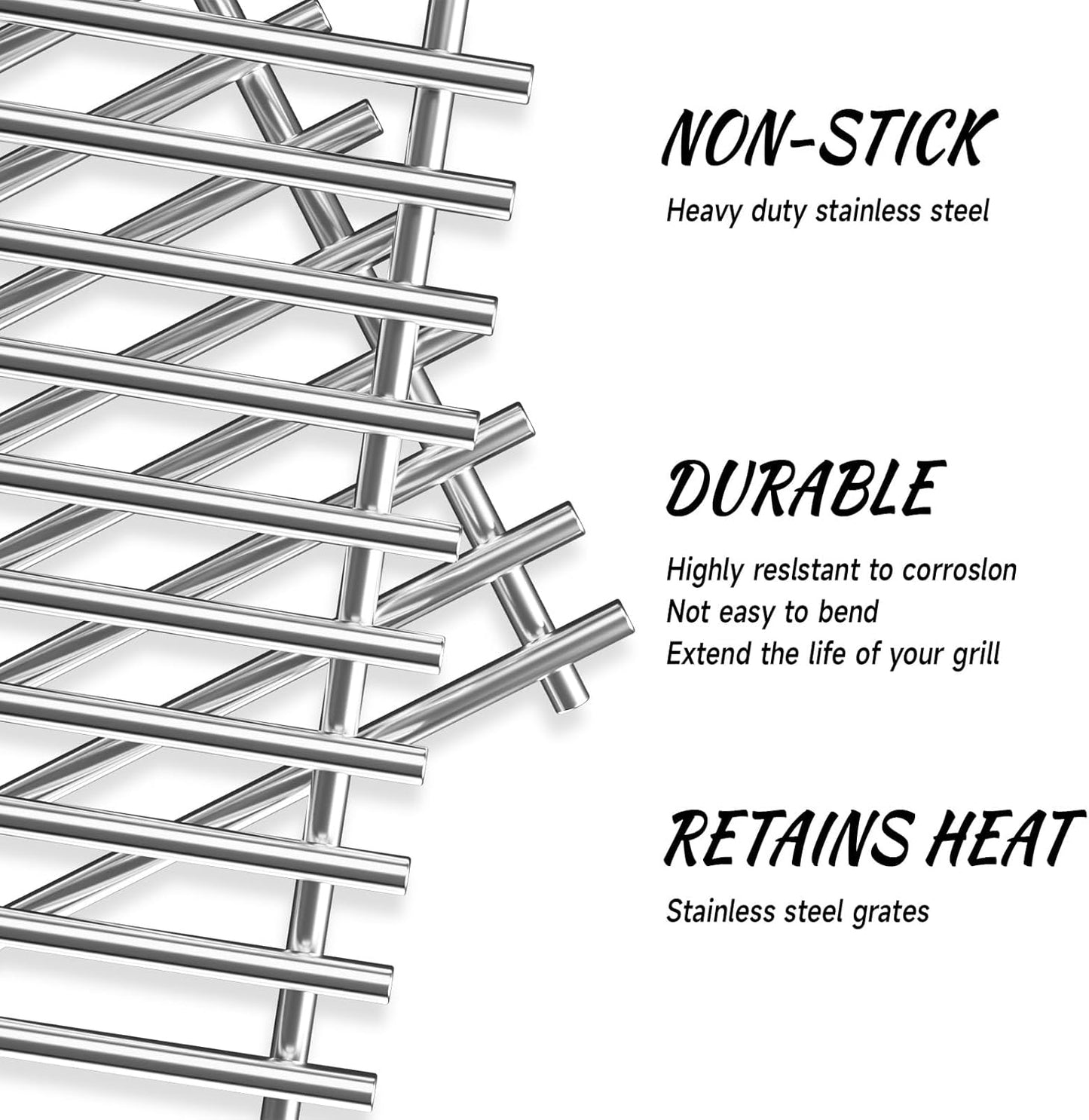 17" Stainless Steel Grill Grates for Charbroil 463242716 Tru Infrared, for Charbroil Commercial 463242715 463276016 463257520 463263924, for Lowe's 606682 Nexgrill 720-0882A BHG 720-0882