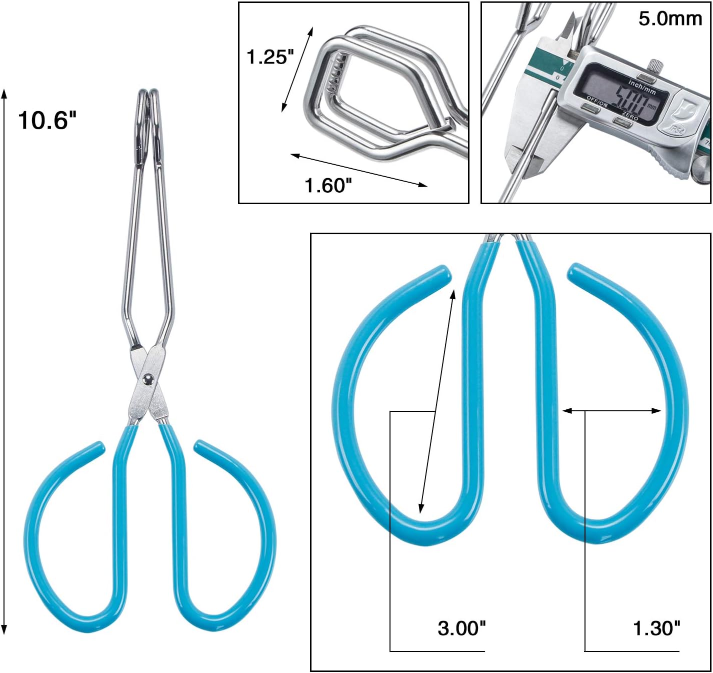 10-Inch Stainless Steel Scissor Tongs, MSY BIGSUNNY Kitchen Food Tongs with Non-slip, Comfort-Grip Handle, Heavy Duty Cooking Tongs - 2 Pack, (Blue)