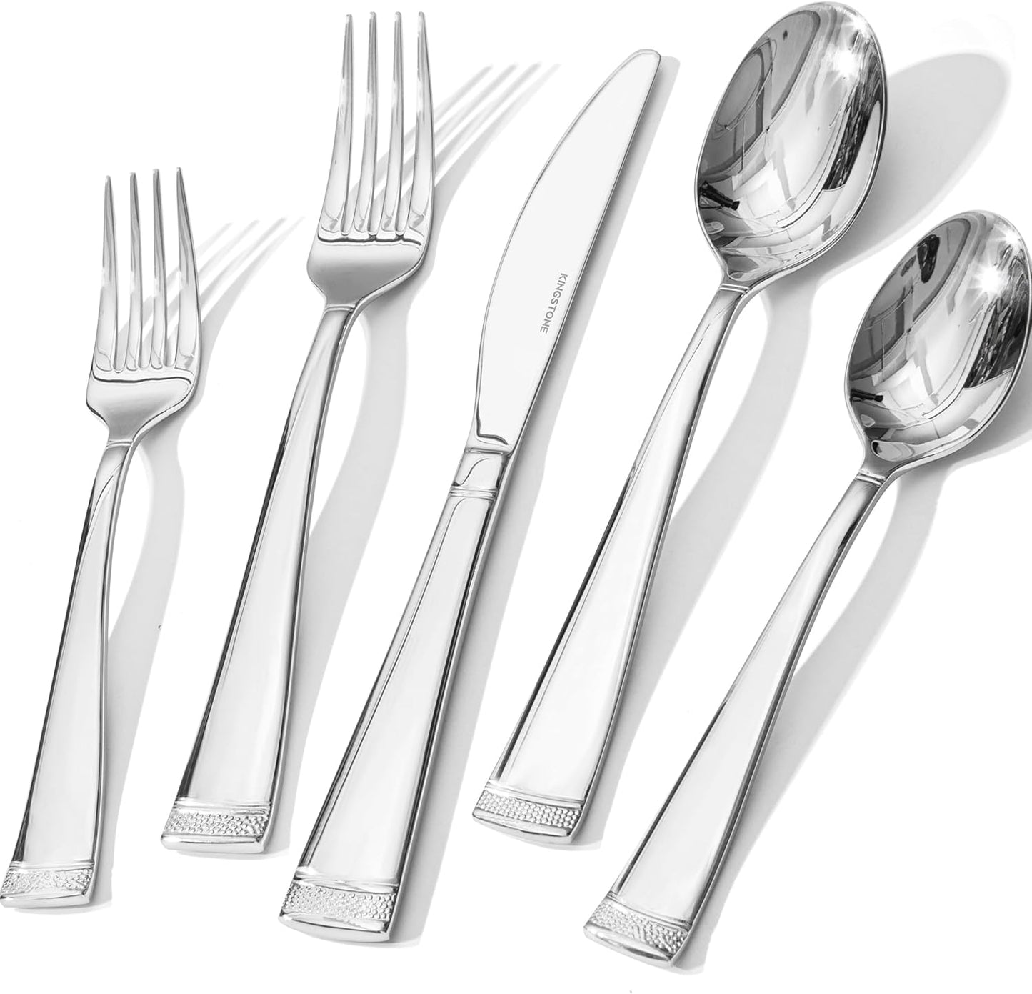 KINGSTONE Silverware Set, 40-Piece Flatware Set for 8, 18/10 Stainless Steel Cutlery Set with Bead Edge, Utensil for Kitchen, Home, Party, Wedding, Mirror Polished, Dishwasher Safe, Featured Gifts