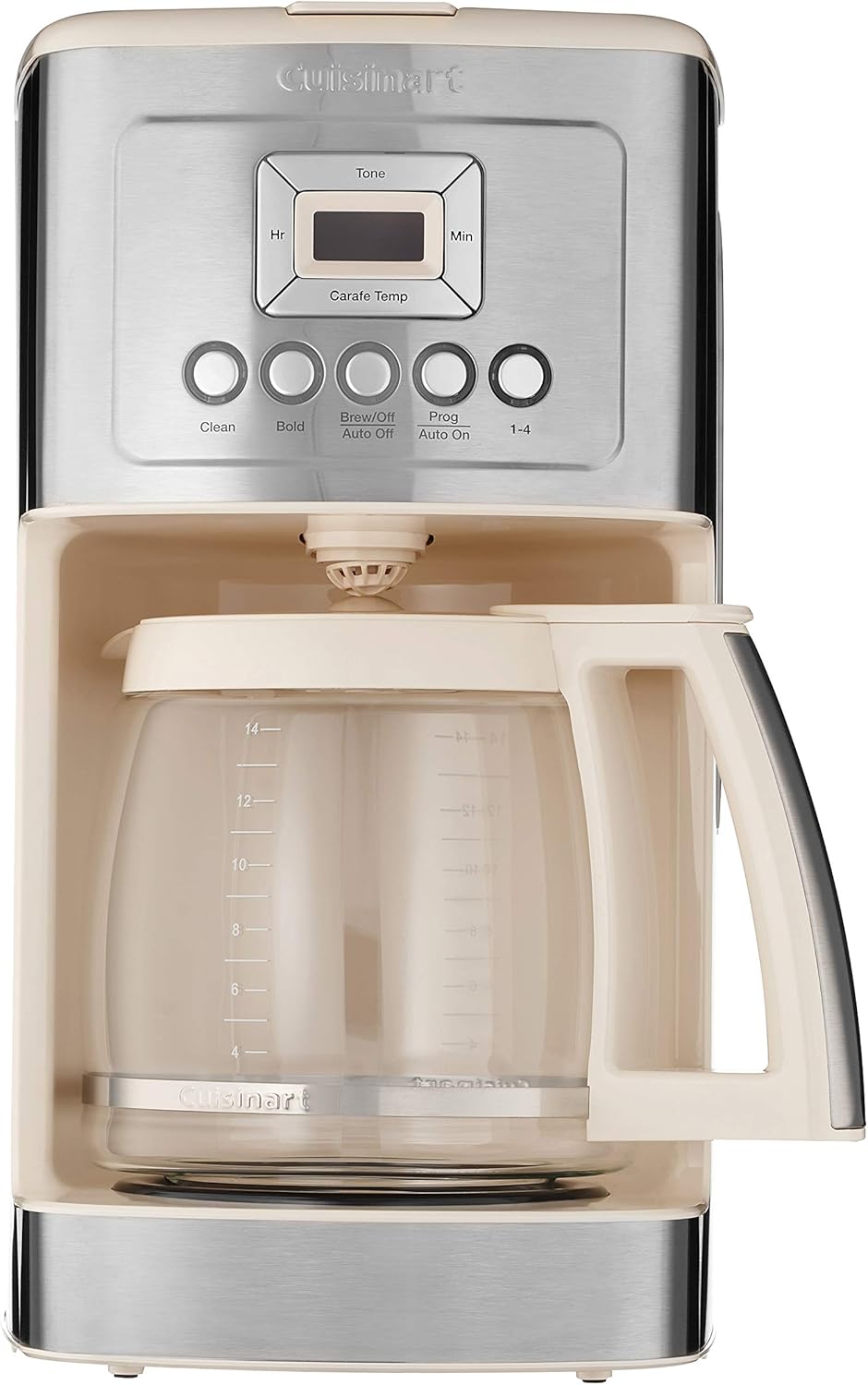 Cuisinart Coffee Maker, 14-Cup Glass Carafe, Fully Automatic for Brew Strength Control & 1-4 Cup Setting, Stainless Steel, DCC-3200CRM, Cream.