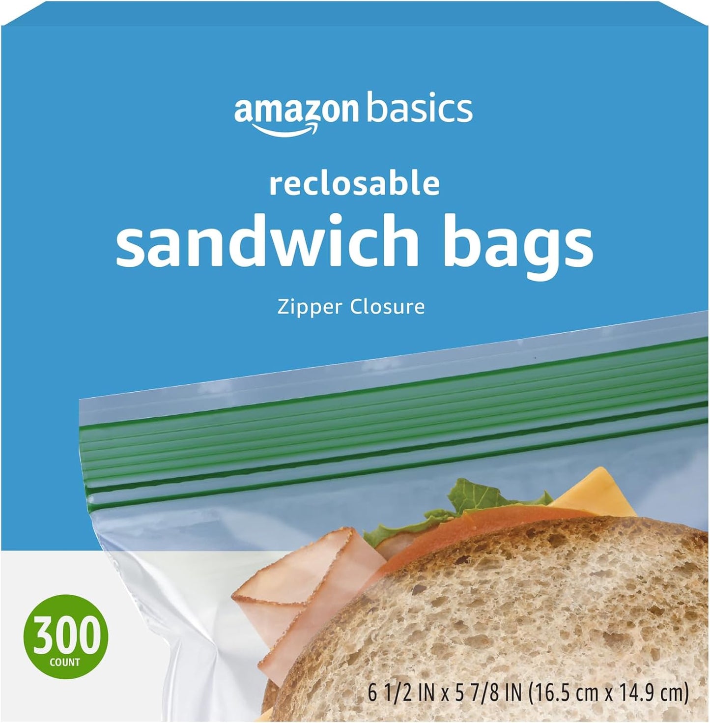 Amazon Basics Sandwich Storage Bags, 300 Count (Previously Solimo)