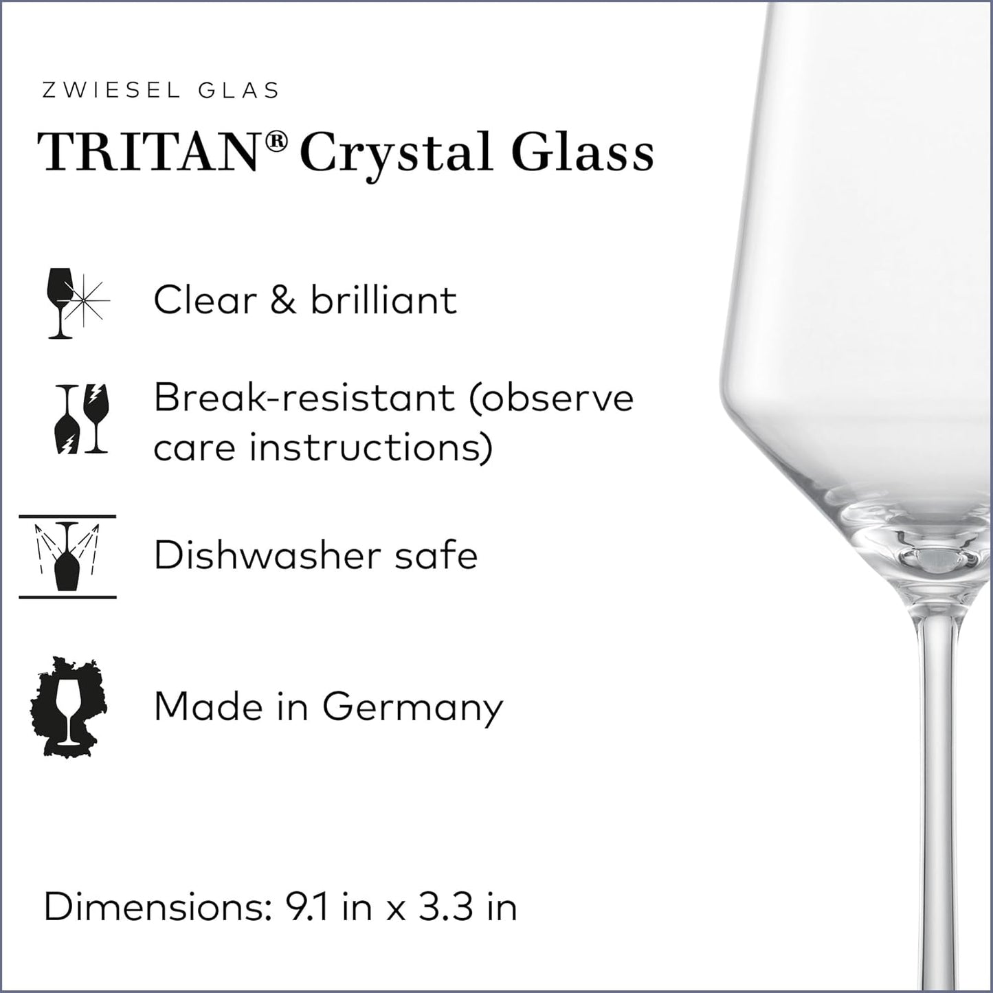 ZWIESEL GLAS Pure Sauvignon Blanc White Wine Glass (Set of 2), Wine Glasses for White Wine, Dishwasher-Safe Tritan Crystal Glasses, Made in Germany (14 Ounce)