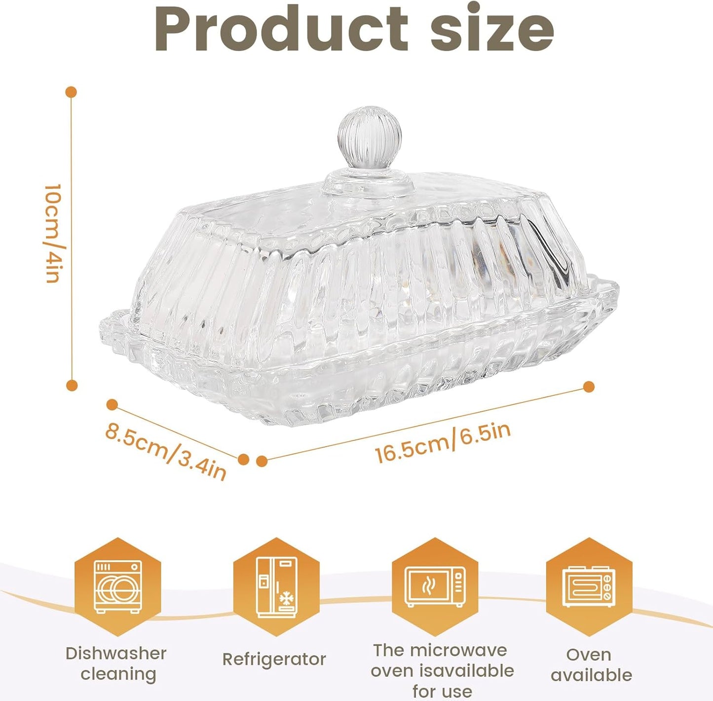 Glass Butter Dish with Lid for Countertop,Vintage Crystal Butter Container for Counter,Covered Glass Butter Keeper,Butter Tray for Refrigerator,Butter Holder with 4oz Butter