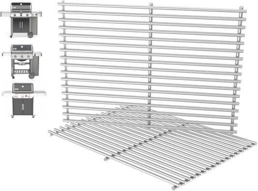 66802 Genesis II GS4 Grill Grates for Weber 3 Burner Genesis 2 GS4 Grill Parts Replacement Weber Genesis II/II LX 300 SER II E310 E315 Accessories 66095 Genesis 300 (2022 YRS) Stainless Steel 18.8''L