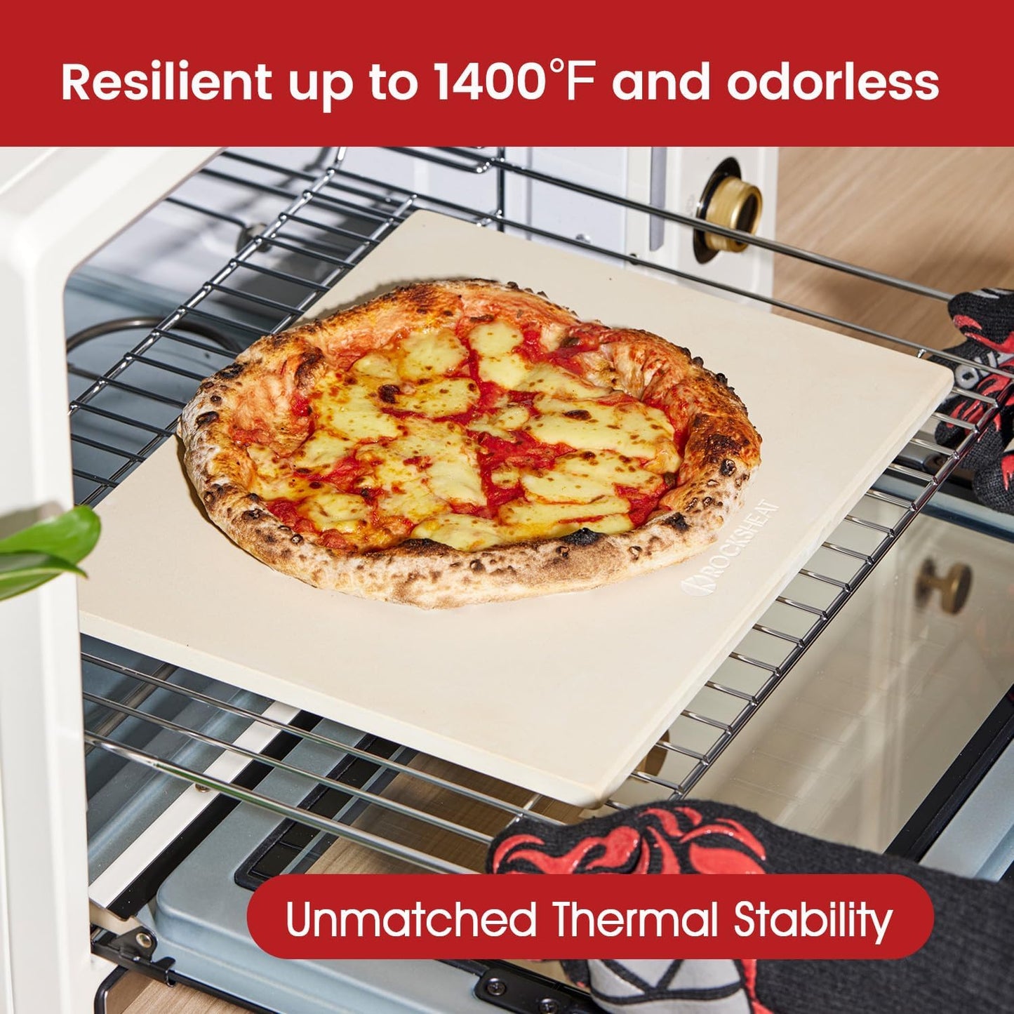 Pizza Stones for Oven and Grill, Rectangula 15" × 12" × 0.5" Pizza Stone, Cordierite Bread Baking Pan, Food-Grade Cooking Oven Stone for Making Crisp Crust Pizza, Bread, Pie and Cookies