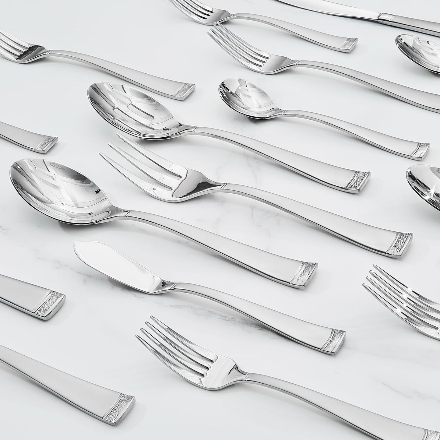 KINGSTONE Silverware Set, 20-Piece Flatware Set for 4, 18/10 Stainless Steel Cutlery Set with Bead Edge, Utensil for Kitchen, Home, Party, Wedding, Mirror Polished, Dishwasher Safe, Featured Gifts