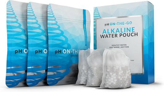 pH ON-The-GO Alkaline Water Filter Pouch- Portable Alkaline Water Filtration System for Your Bottle, Pitcher, Jug, Container - High pH Water - Long-Life 400 Litre/105 Gallon (3-Pack)
