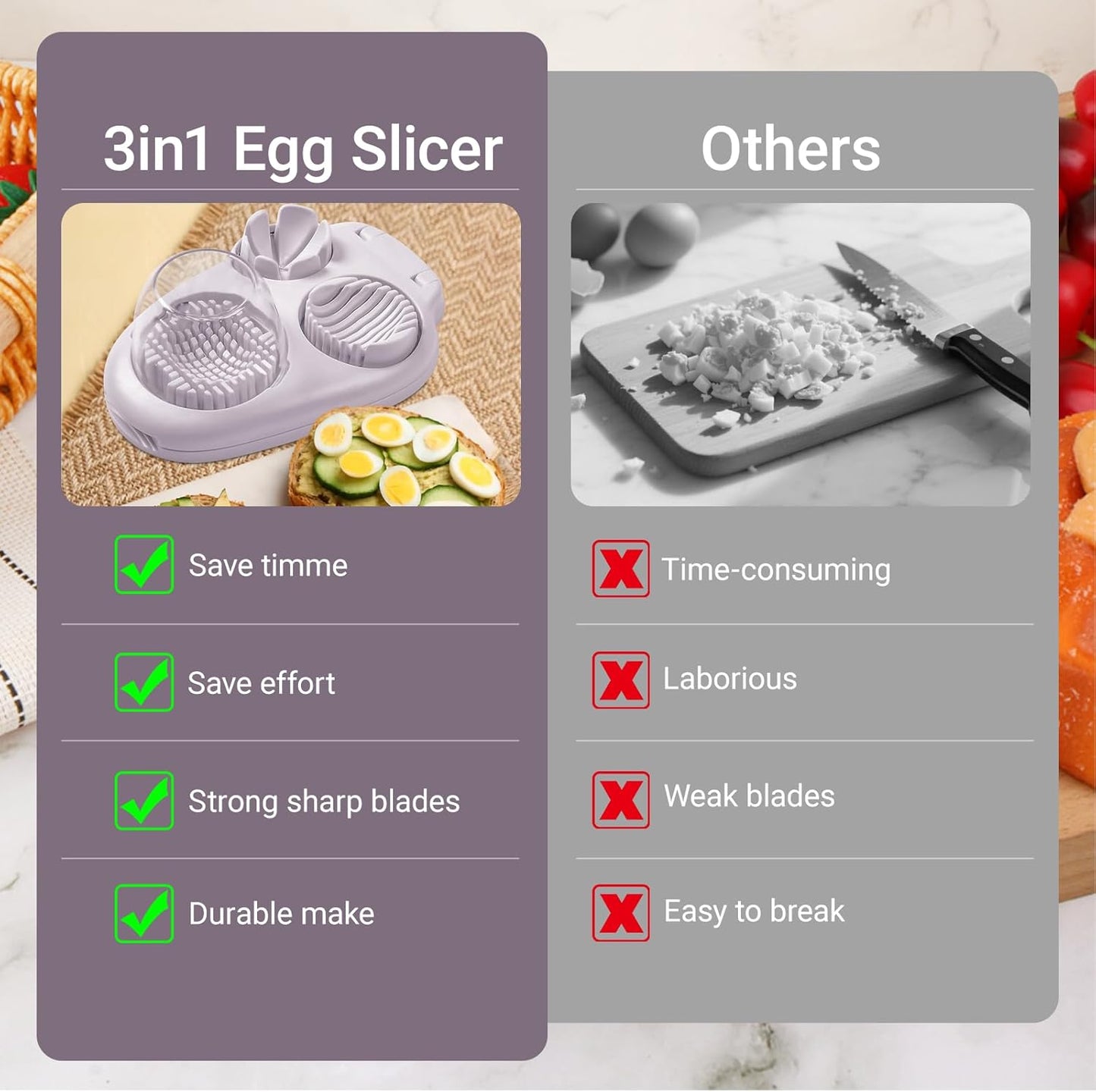 1 Pcs Stainless Steel Egg Slicer for Hard Boiled Eggs, 3 Slicing Modes, Ideal for Fruits and Vegetables, Easy to Clean Kitchen Cutter, Send Goods From Local Warehouse