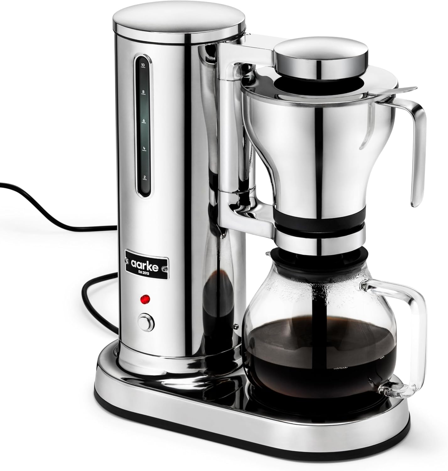 aarke Coffee Maker - Electric Drip Brewer with Automatic Drip-Stop, Stainless Steel Machine with 10 Cup Glass Carafe, Brews Full Pot in Under 6 Minutes