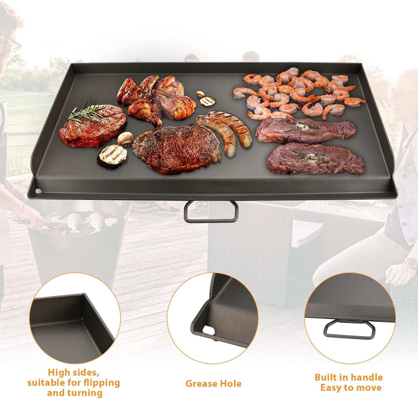 Griddle for Camp Chef 2 Burner Stove, Flat Top Griddle fits Camp Chef Accessories, 14 x 32'' Outdoor Cooking Systems