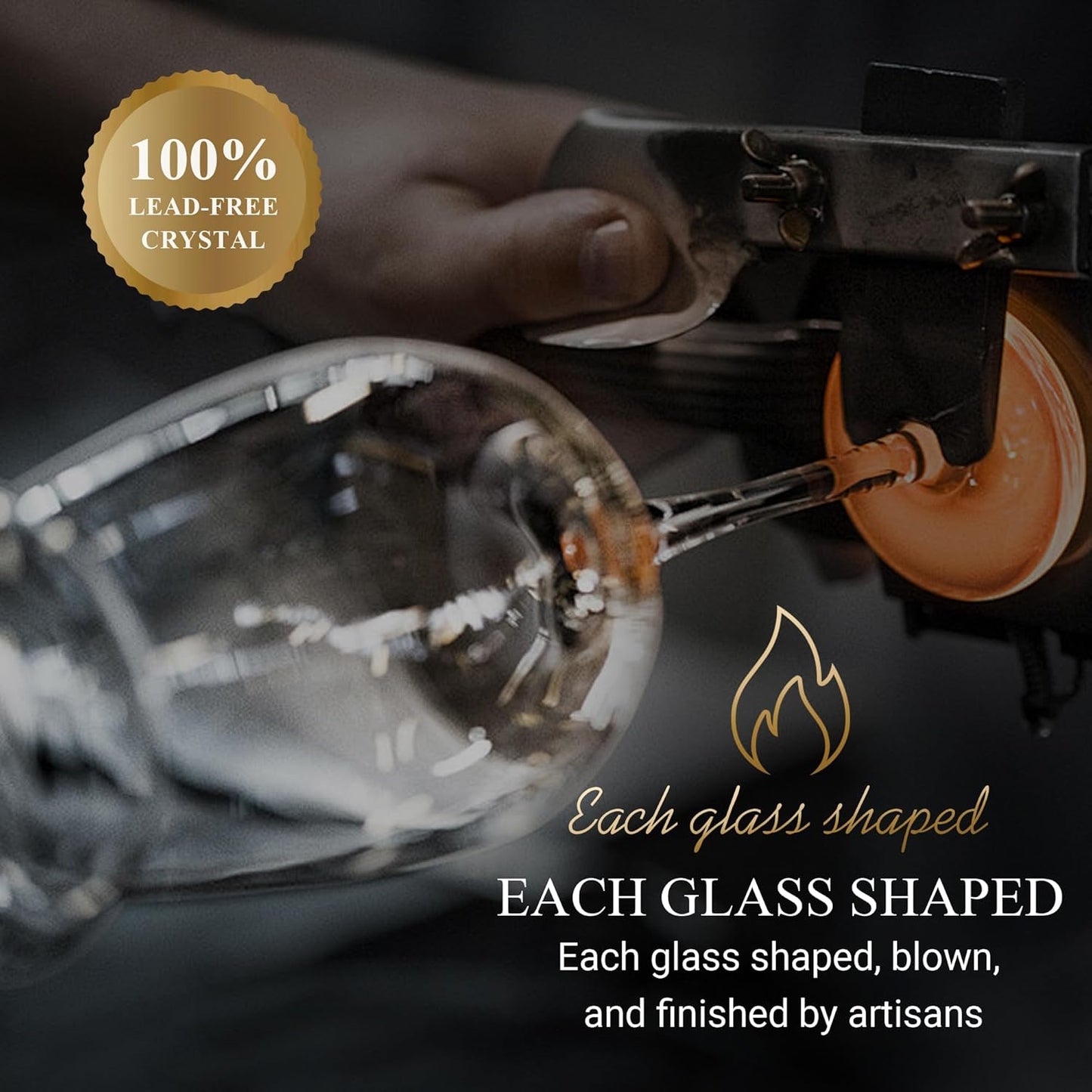 MICHLEY Long Stem Crystal Wine Glasses Set of 2-17.6 oz Lead-Free Crystal Glassware for Red & White Wine,Elegant Drinking Cups for Weddings, Parties, Gifts