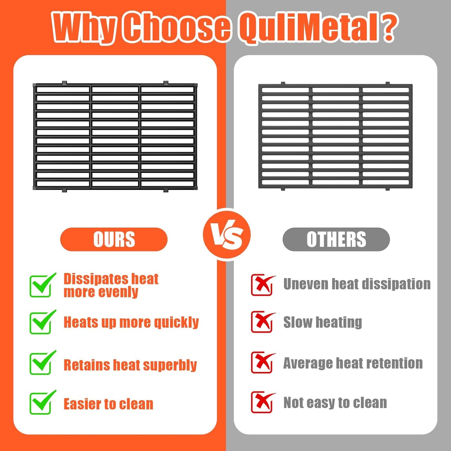 Spirit E310 Grill Parts for Weber Spirit, 17.5" Grill Grates 15.3" Flavorizer Bars for Weber Spirit 300 & GS4 Spirit II 300, Spirit E-310 E-315 Grills with Front Control Knobs for Weber 7638 7636