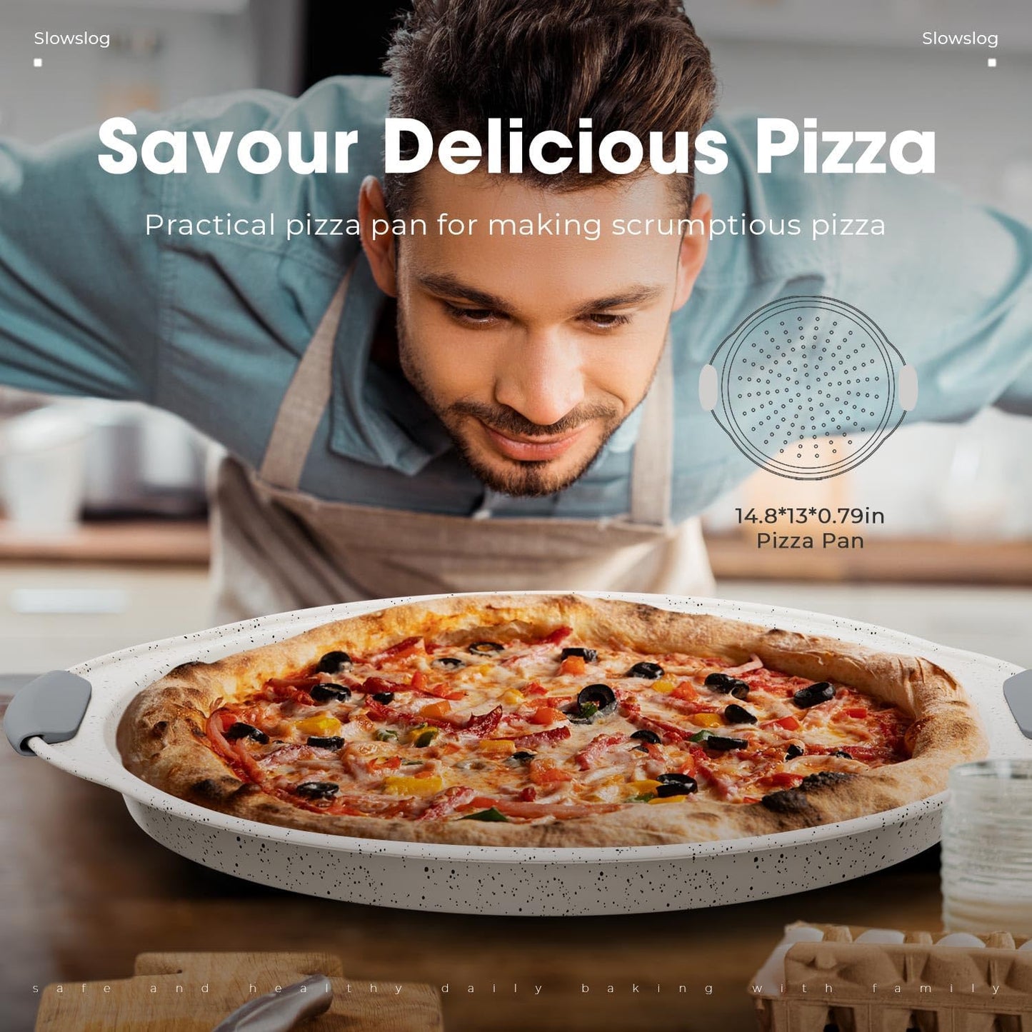 10-Piece Nonstick Baking Pans Set, Stackable Non Toxic Bakeware Sets with Cookie Sheets, Cake Pan, Loaf Pan, Pizza Pan, Muffin Pan, White&Gray