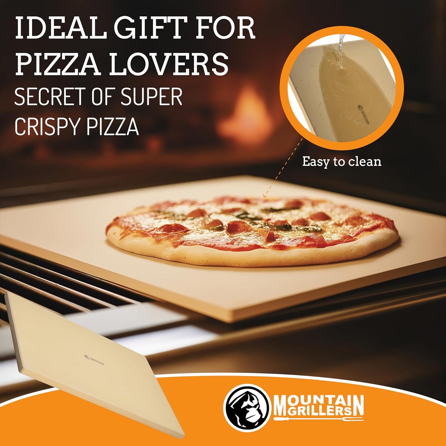 MOUNTAIN GRILLERS Pizza Stone for Oven and Grill BBQ - 12x16-Inch Rectangular Stone - Multi-Purpose Baking Stone for Crispy Crust Pizza, Bread, or Crackers - Ideal Gift for Pizza Lovers