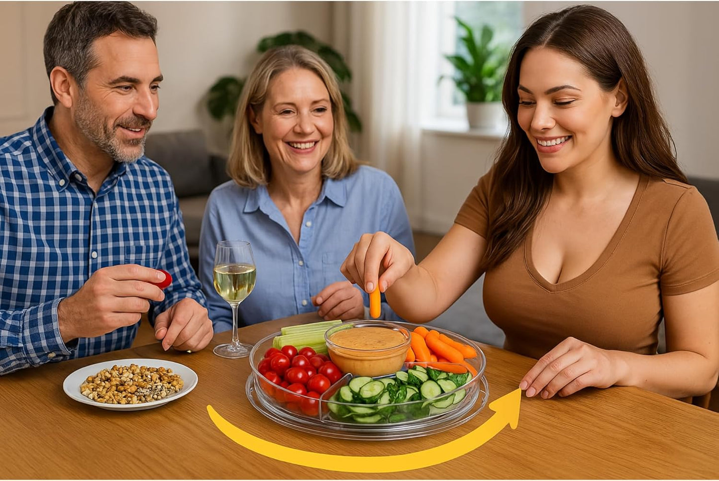 7 in 1 Rotating Multifunctional Acrylic Cake Stand with Lid & Cake Turntable for Decorating (12") - Turntable Decorating Kit Serving Salad Bowl/Veggie Platter/Punch Bowl/Desert Platter - BPA Free