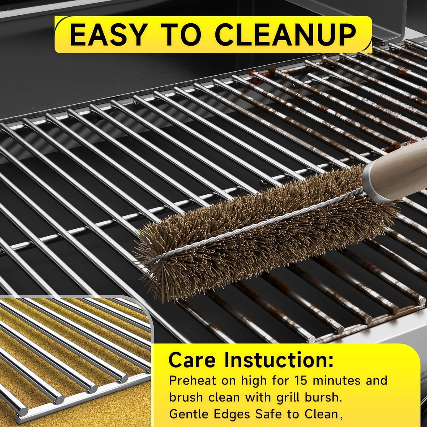 17 inch Stainless Steel Cooking Grates for Home Depot Nexgrill 720-0830H, 720-0830D, 720-0783E, 720-0783C, Heavy Duty Grill Replacement Parts for Kenmore Uniflame GBC981, 2 Pack